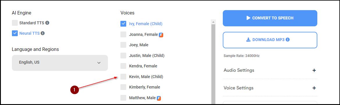 Voice Maker Selection
